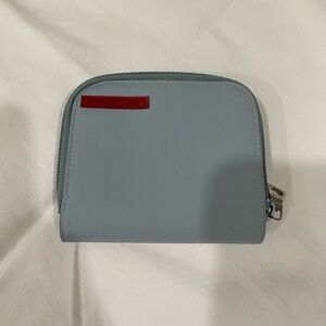 Prada Blue Nylon Wallet with Red Accent